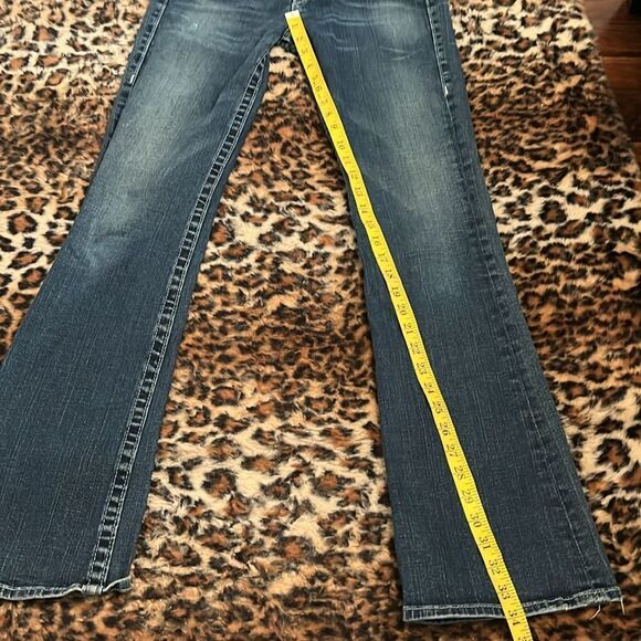 Y2K True Religion Becky Blue Factory Distressed Denim Flare Jeans Festival - Picture 4 of 11